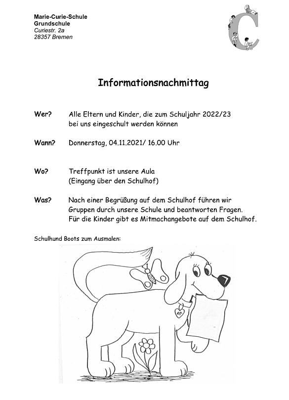 Infonachmittag Schulanfänger 2022/23